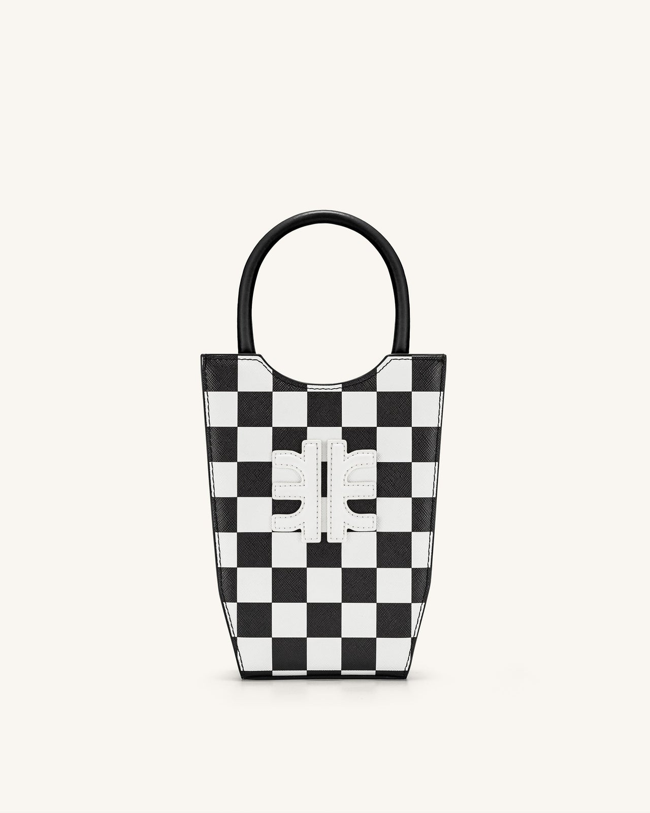 FEI Sac De Téléphone En Damier - Blanc et Noir