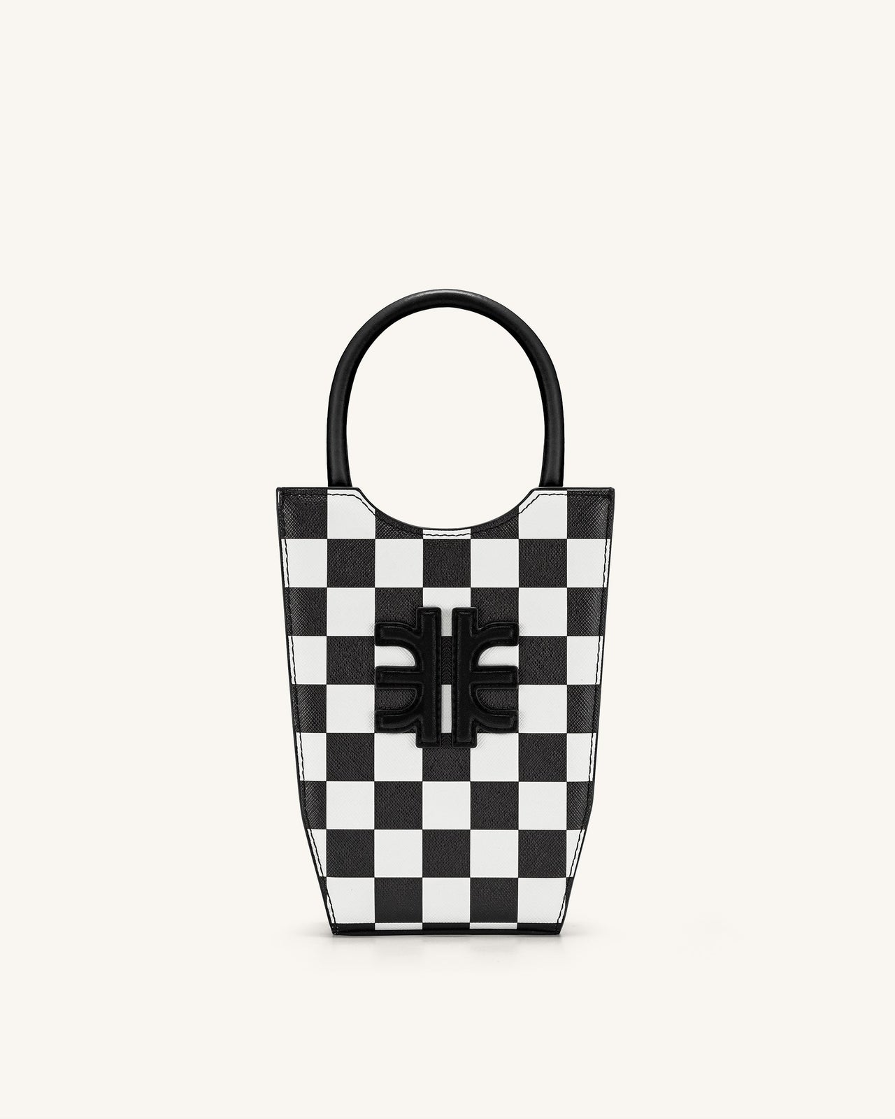 FEI Sac De Téléphone En Damier - Blanc et Noir