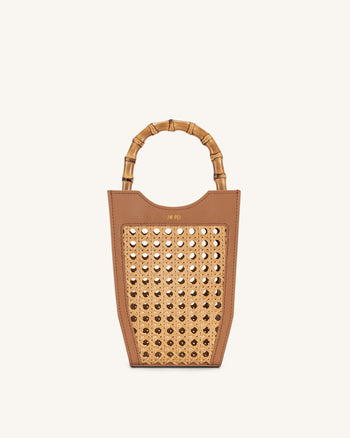 FEI Sac De Téléphone En Faux Bambou Tissé - Marron
