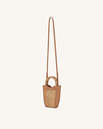 FEI Sac De Téléphone En Faux Bambou Tissé - Marron