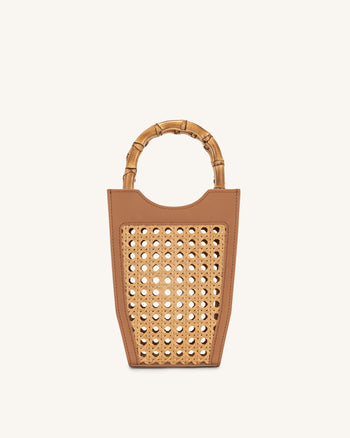 FEI Sac De Téléphone En Faux Bambou Tissé - Marron