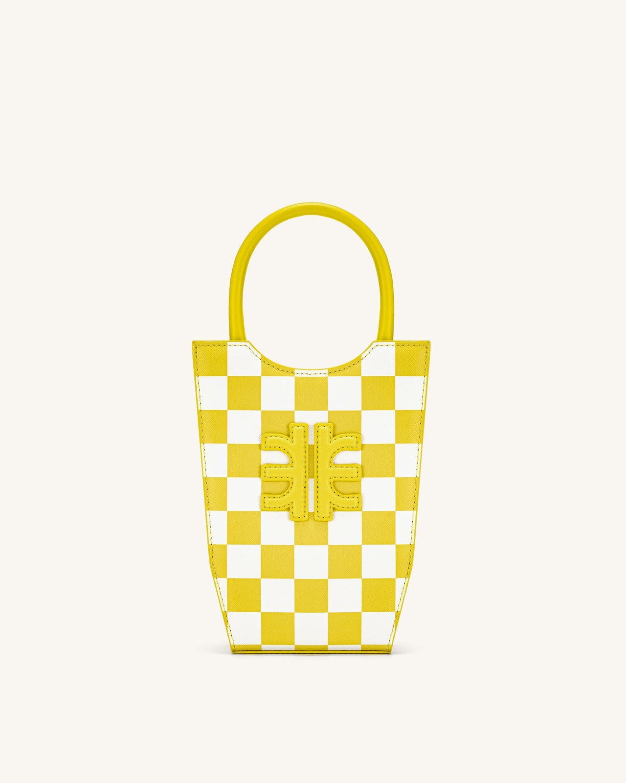 FEI Sac De Téléphone En Damier - Jaune & Blanc