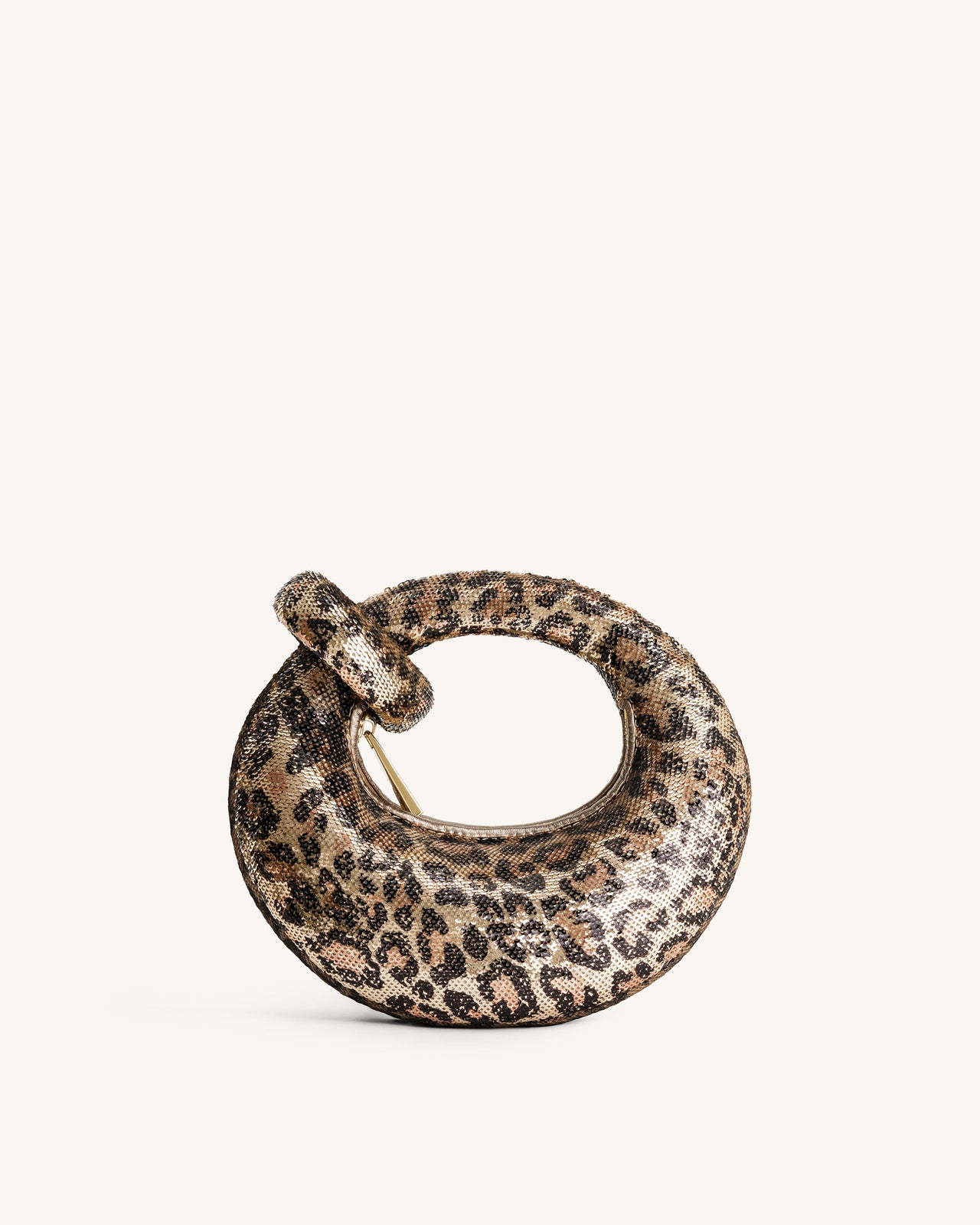 Sac à bandoulière mini à poignée supérieure en sequins métalliques Abacus - Imprimé léopard