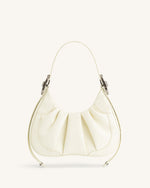 Le sac à main hobo en denim froncé Gabbi - Blanc