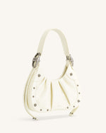Le sac à main hobo en denim froncé Gabbi - Blanc
