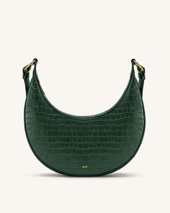 Sac porté épaule Carly- Vert Foncé Effet Croco