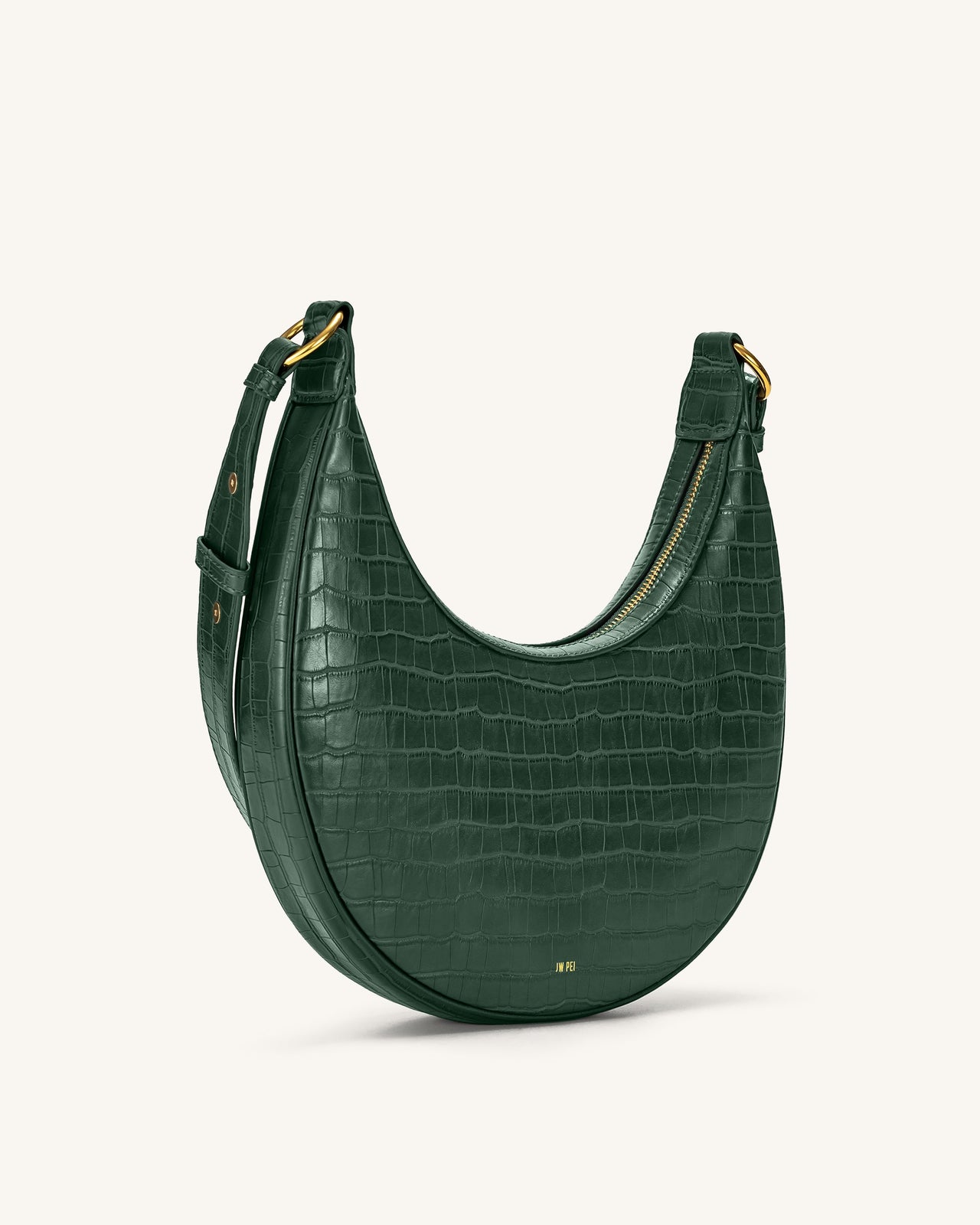 Sac porté épaule Carly- Vert Foncé Effet Croco