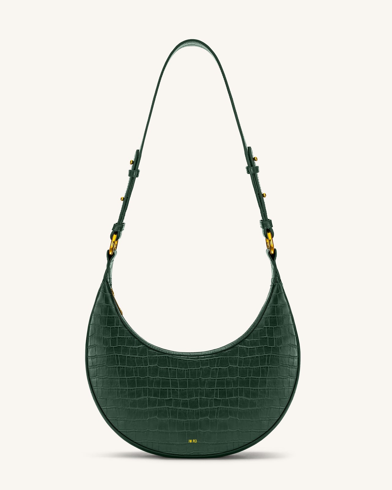 Sac porté épaule Carly- Vert Foncé Effet Croco