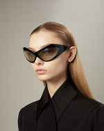 Lunettes de soleil à monture en forme de chat Clarissa - Noir