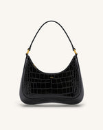 Sac Bandoulière Ruby - Noir Effet Croco