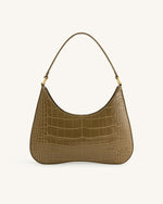 Sac à bandoulière Ruby - Croco Olive Foncé