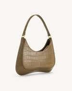 Sac à bandoulière Ruby - Croco Olive Foncé