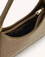 Sac à bandoulière Ruby - Croco Olive Foncé