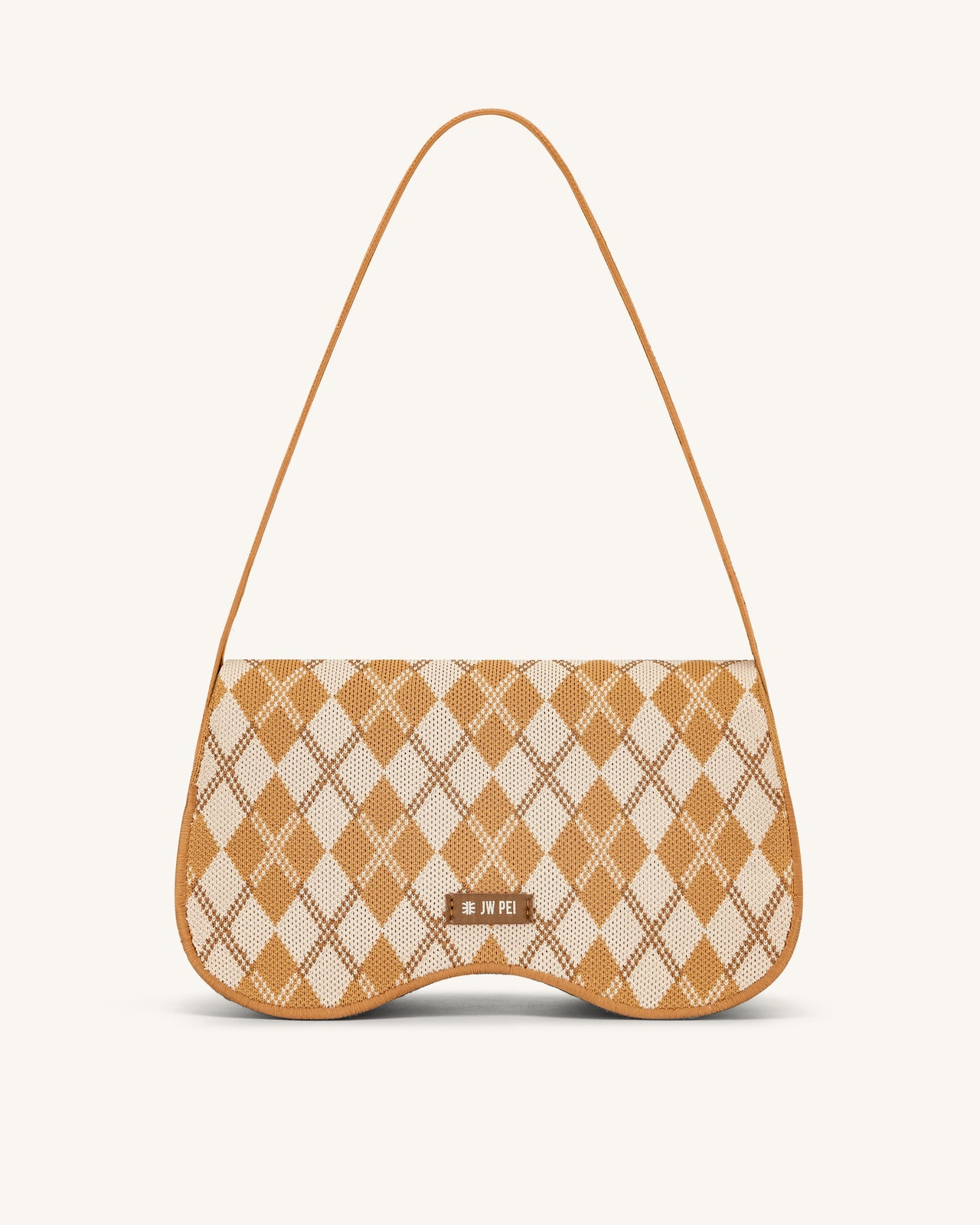 Sac à bandoulière en tricot Becci - Orange & Ivoire & Brun