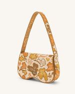 Sac à bandoulière en tricot Becci - Collection fleurie - Brun & Orange & Beige