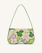 Sac à bandoulière en tricot Becci - Collection fleurie - Lime & Vert & Rose & Ivoire