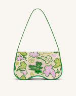 Sac à bandoulière en tricot Becci - Collection fleurie - Lime & Vert & Rose & Ivoire