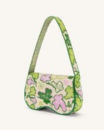 Sac à bandoulière en tricot Becci - Collection fleurie - Lime & Vert & Rose & Ivoire