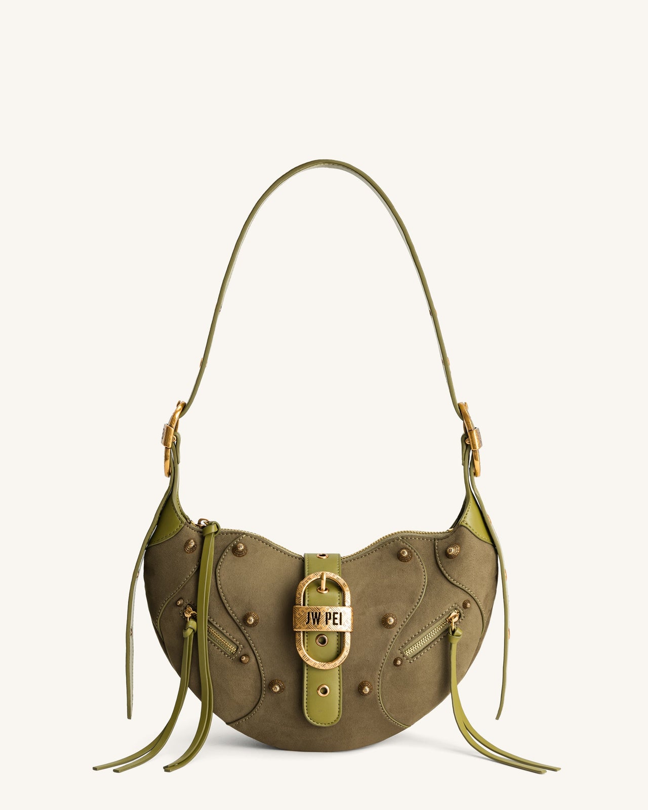 Sac à bandoulière en daim Tessa - Olive foncé