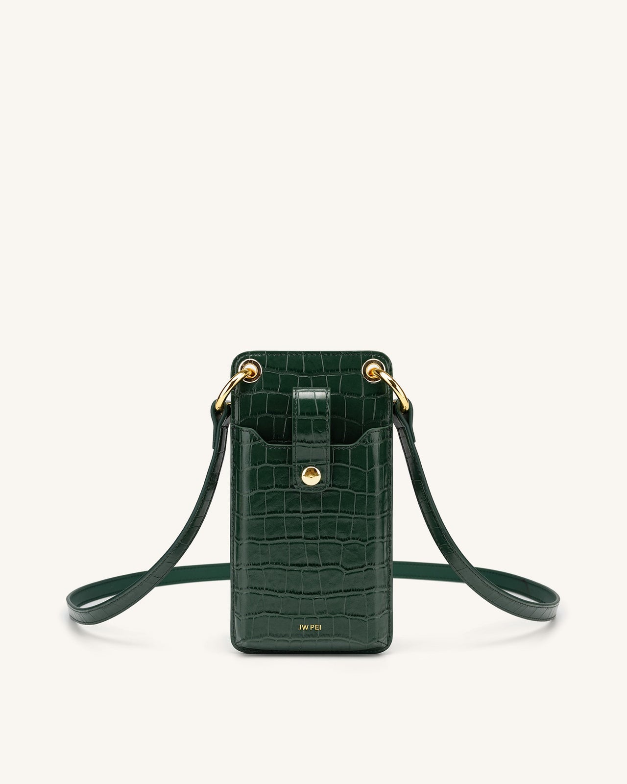 Sac pour téléphone Quinn - Vert Foncé Effet Croco