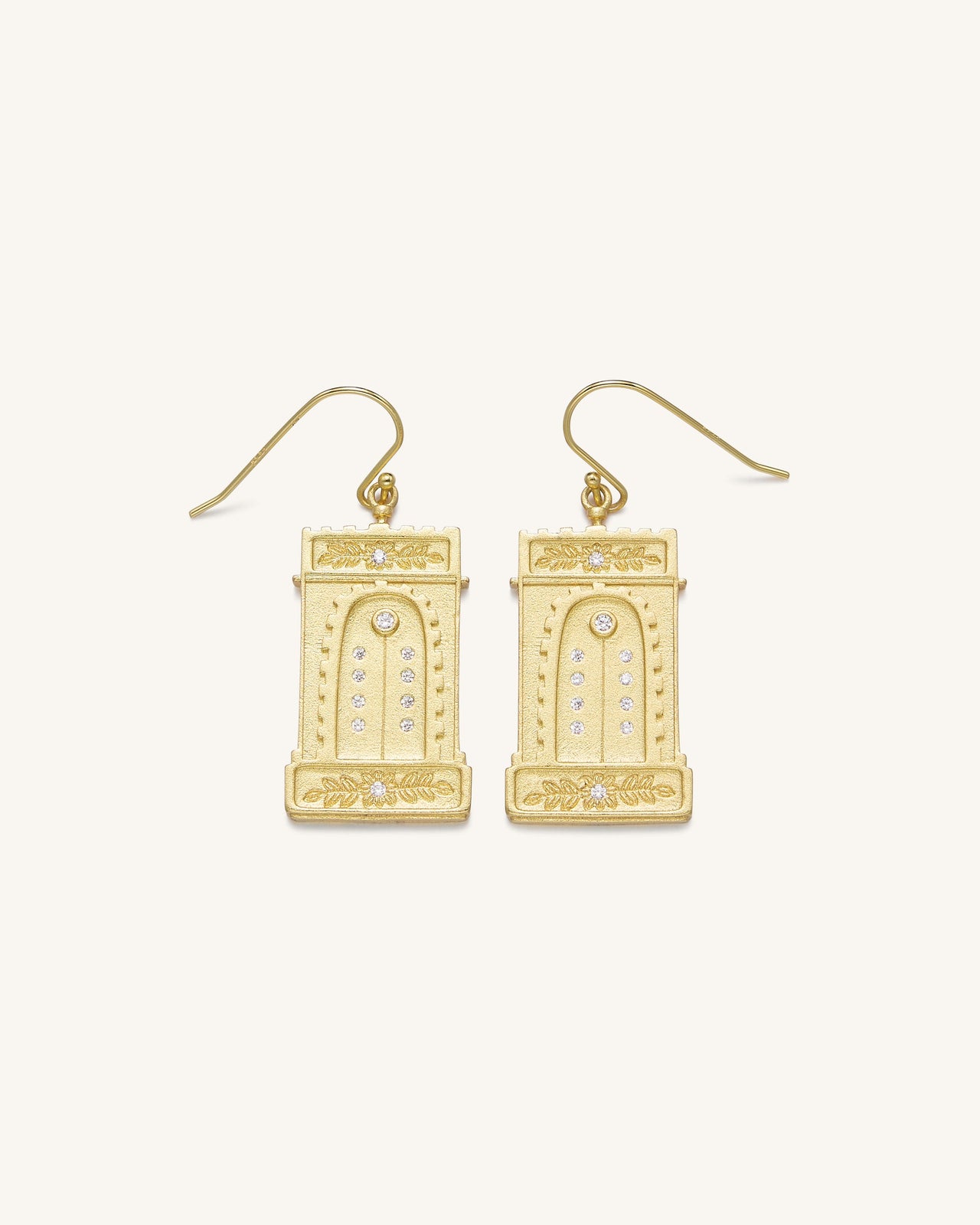 Boucles d'oreilles Arc Romain - Plaqué Or 18ct & Zircon Blanc