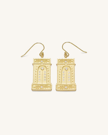 Boucles d'oreilles Arc Romain - Plaqué Or 18ct & Zircon Blanc