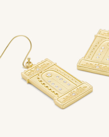 Boucles d'oreilles Arc Romain - Plaqué Or 18ct & Zircon Blanc