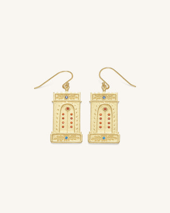 Boucles d'oreilles Arc Romain - Plaqué Or 18ct & Zircon Multicolore