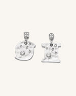 Boucles D'oreilles Cosmos - Plaqué Or Blanc 18ct & Zircon blanc