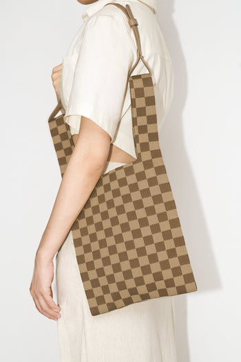 Sac Fourre-Tout en Maille à Damier Shea - Marron