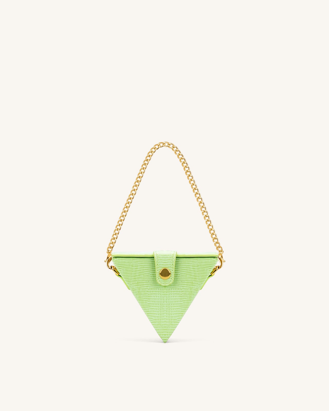 Triangle Mini Sac Boite  - Vert Citron Effet Lézard
