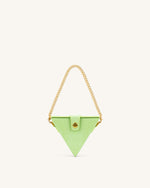 Triangle Mini Sac Boite  - Vert Citron Effet Lézard