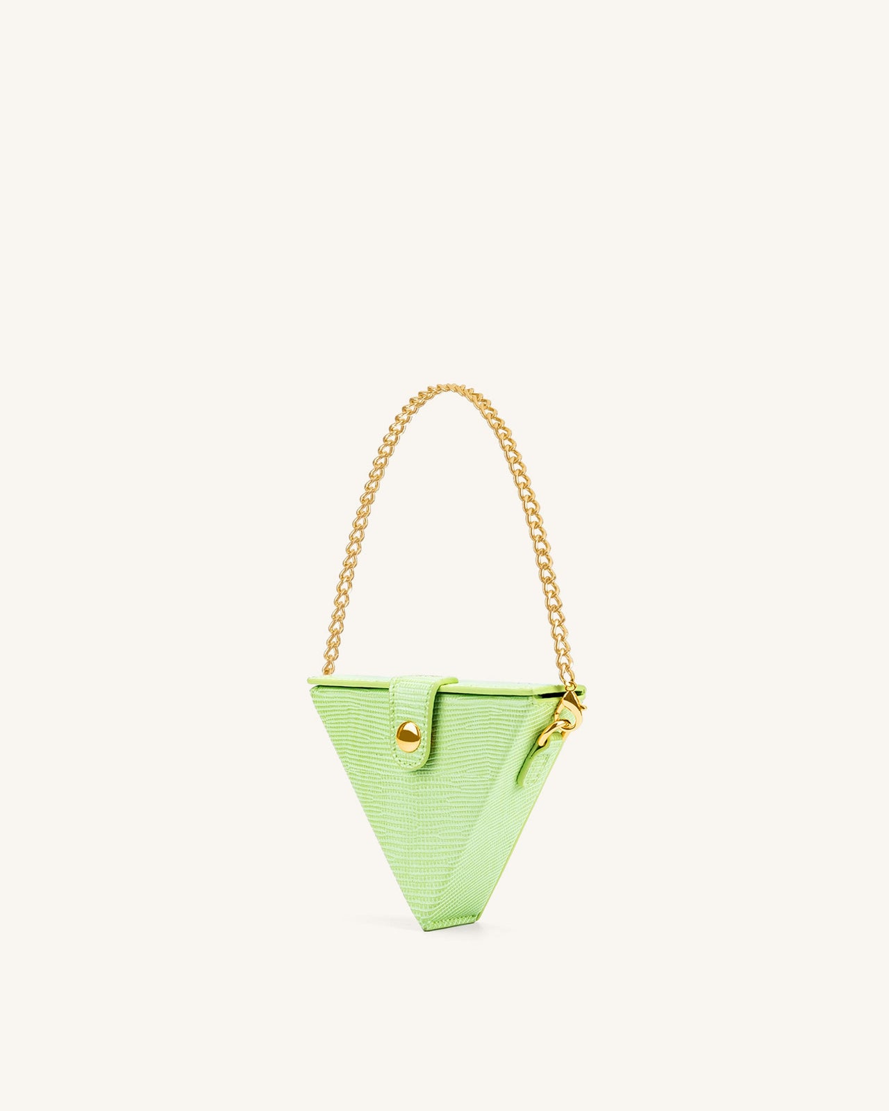Triangle Mini Sac Boite  - Vert Citron Effet Lézard