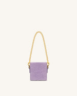Square Mini Sac Boite  - Violet Effet Lézard