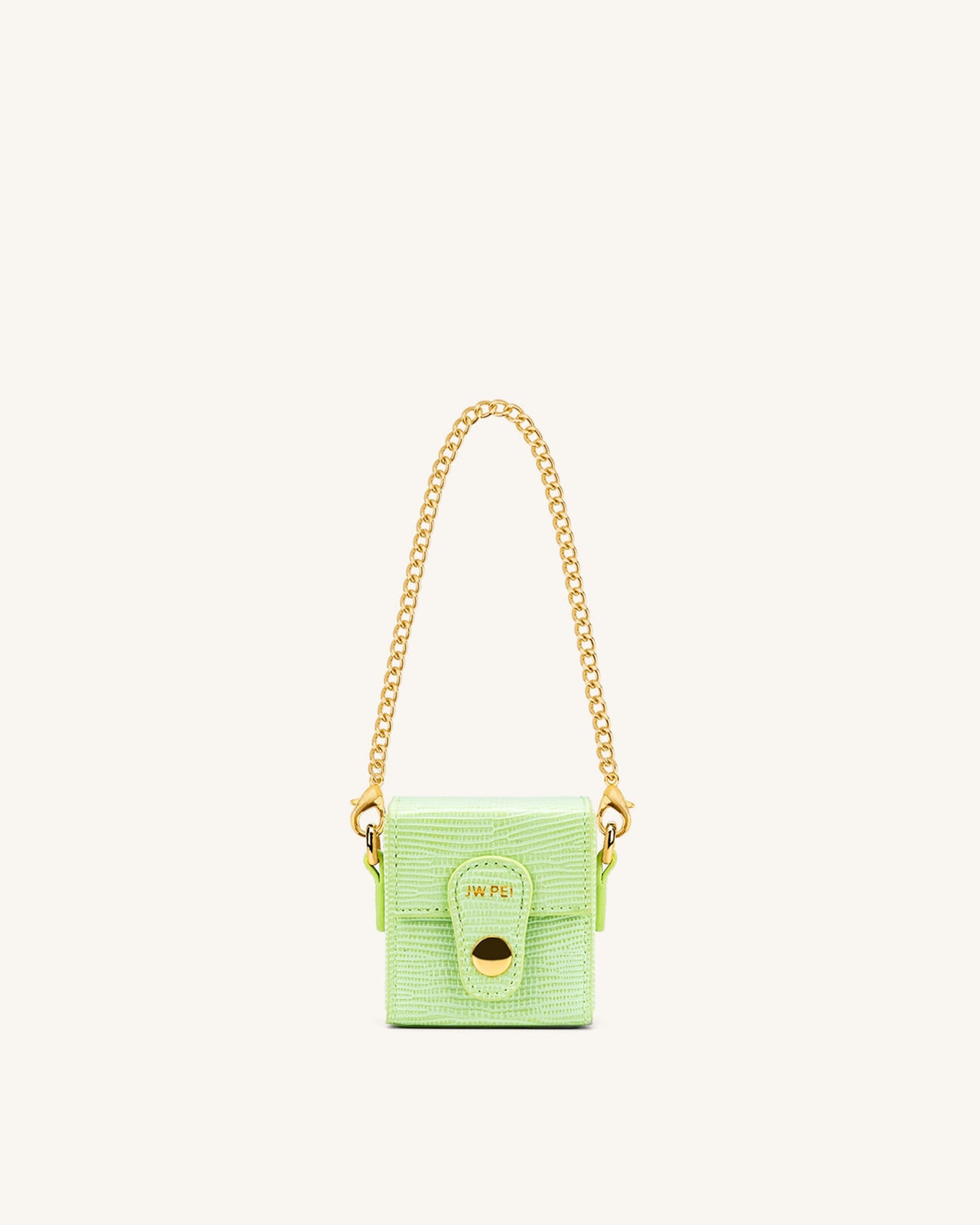 Square Mini Sac Boite - Vert Citron Effet Lézard