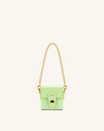 Square Mini Sac Boite - Vert Citron Effet Lézard