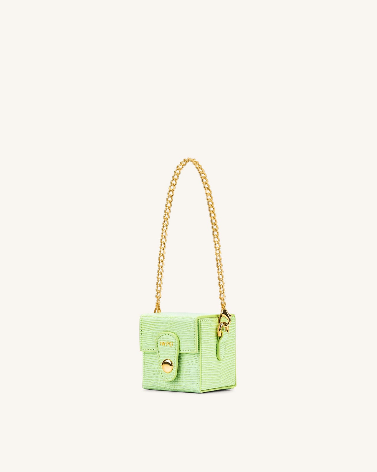 Square Mini Sac Boite - Vert Citron Effet Lézard