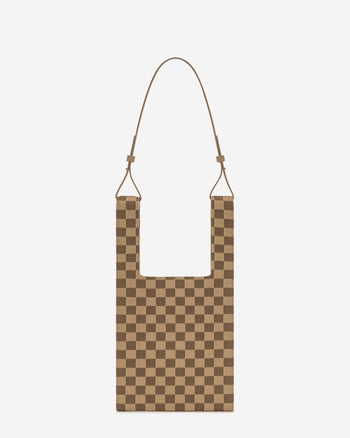 Sac Fourre-Tout en Maille à Damier Shea - Marron