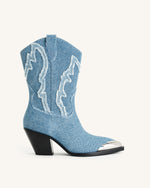 Riya Denim Cowboy Boot - Bleu