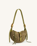 Sac à bandoulière en daim Tessa - Olive foncé