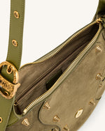 Sac à bandoulière en daim Tessa - Olive foncé