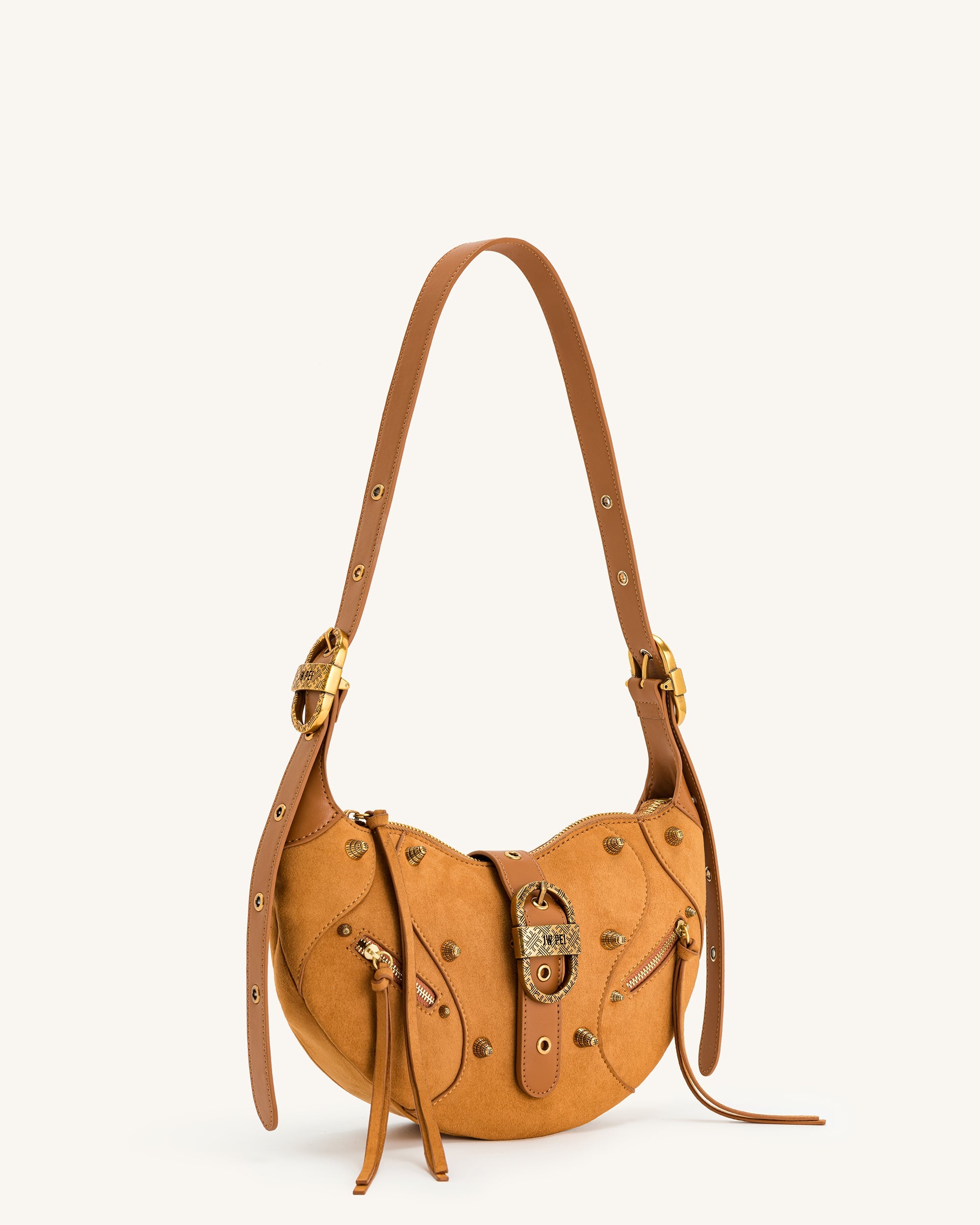 Sac bandoulière forme messenger, Daim Camel