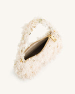 Mini sac à bandoulière Eva en fausse fourrure et sequins - Beige