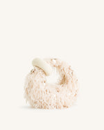 Sac à main mini à poignée Abacus en fausse fourrure et sequins - Beige
