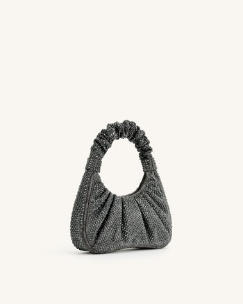 Sac à main hobo moyen à cristaux artificiels Gabbi - Anthracite