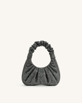 Sac à main hobo moyen à cristaux artificiels Gabbi - Anthracite