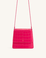 Fae Sac à Bandoulière à Poignée Supérieure - Croco Magenta