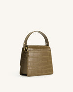 Fae Sac à Bandoulière à Poignée Supérieure - Croco Olive Foncé