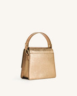 Sac à bandoulière à poignée supérieure métallique FAE - Lézard Or Antique
