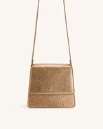Sac à bandoulière à poignée supérieure métallique FAE - Lézard Or Antique